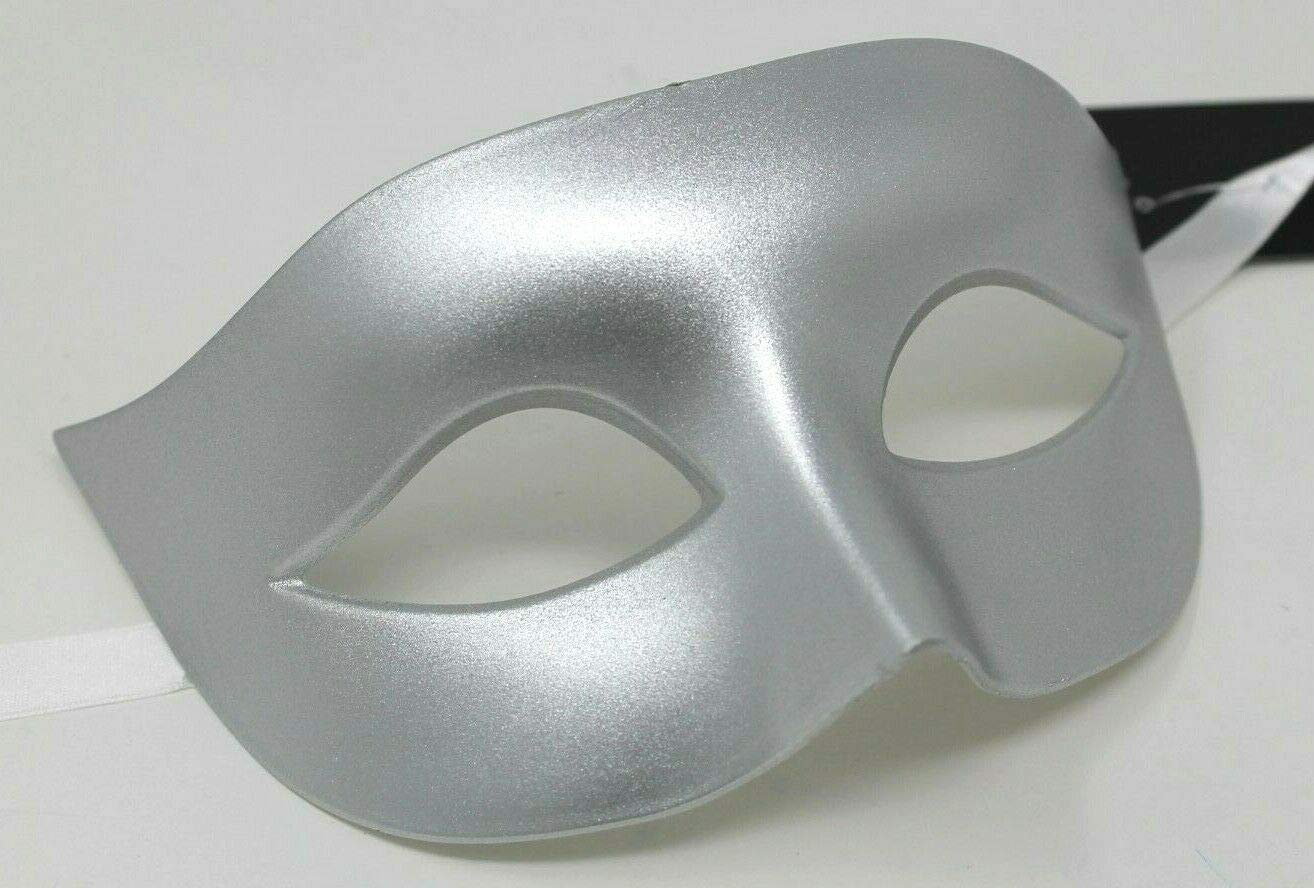 SILVER MENS OR LADIES QUALITY VENETIAN MASQUERADE CARNIVAL PARTY EYE MASK