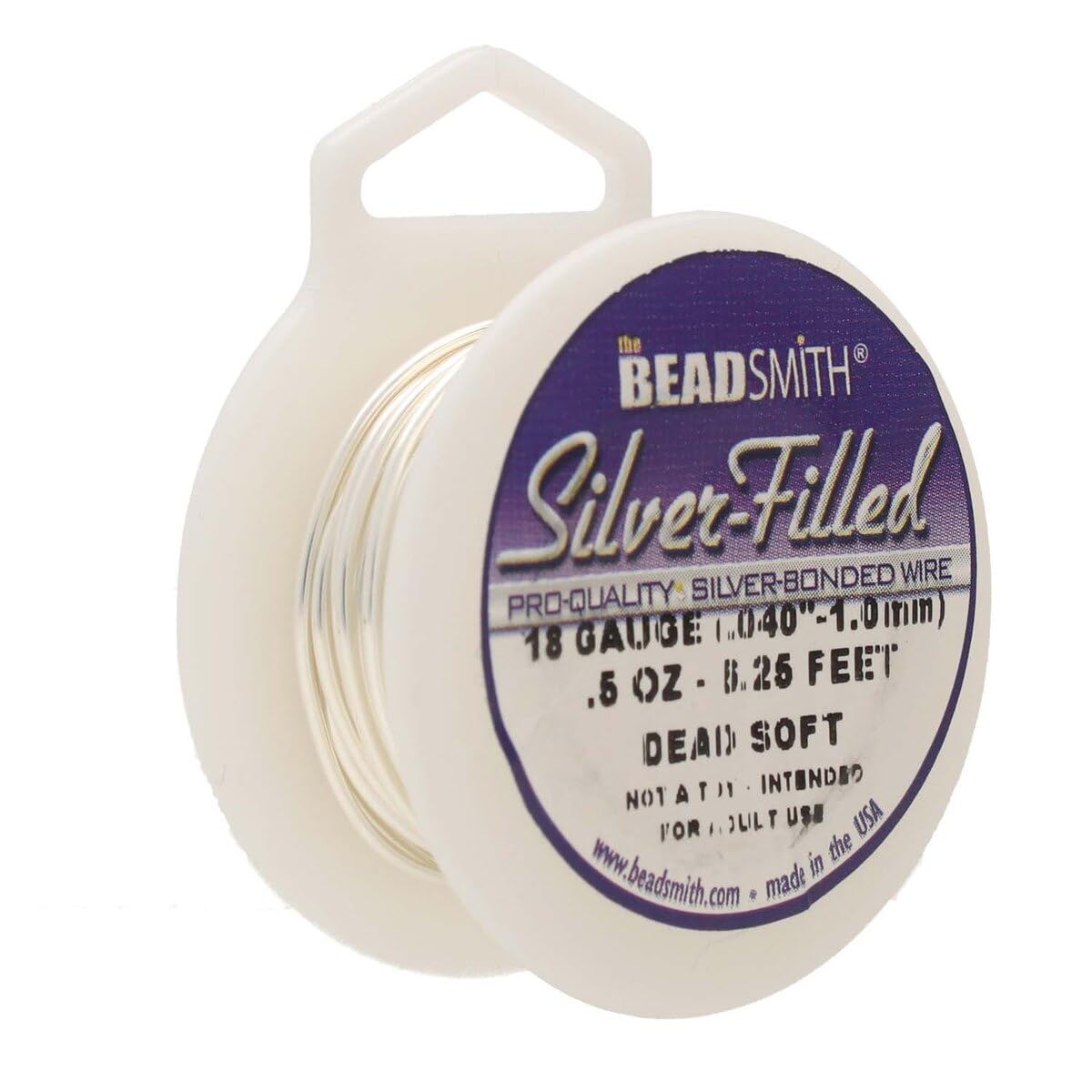 Silver Filled Wire - 18 Gauge Dead Soft Round - 0.5oz (6.25ft) by Beadsmith