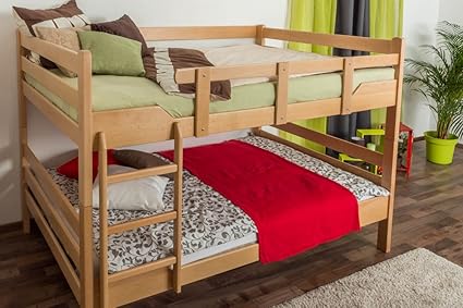 Stockbett für Erwachsene'Easy Premium Line' K16/n, Kopf- und Fußteil gerade, Buche Vollholz massiv Natur - Liegefläche: 160 x