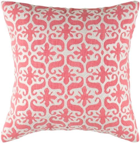Rizzy Home T-4181 Decorative Pillows, 18 By 18-Inch, Pink/White