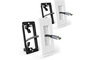 LEENUE Brush Wall Plate with Mounting Bracket, Cable Pass Through Decorator Cover for Low Voltage Wires, Single Gang Cord Hider for TV Home Theater System, 2 Pack