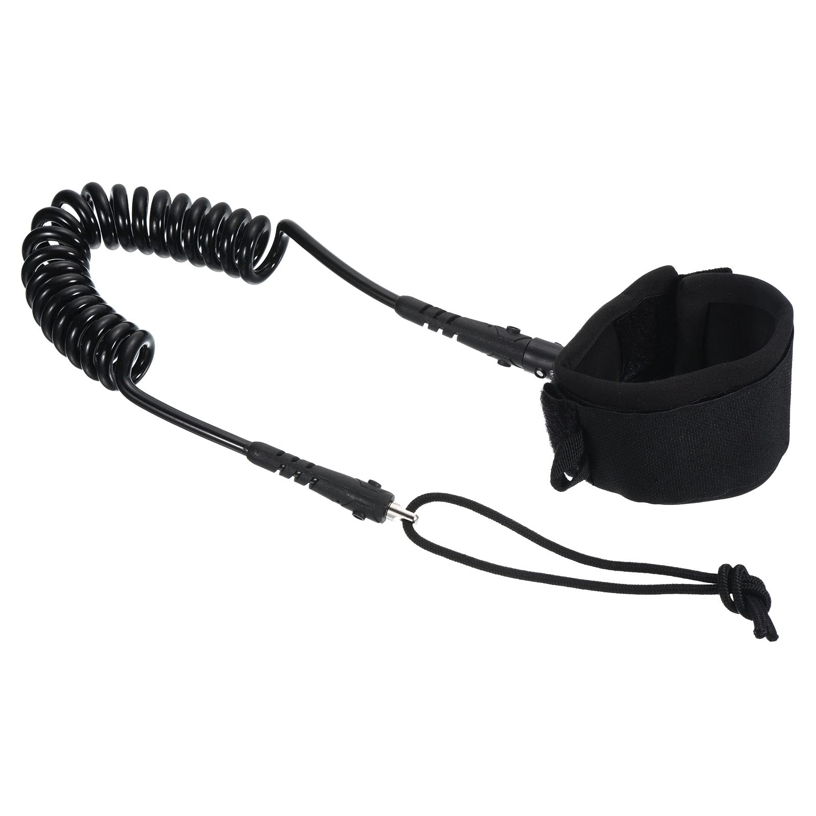PATIKIL 5.9ft x 7.2mm Surfboard Leash, Coiled Leashes with Plug Wrist String Rope for Body Board Paddle Board, Black