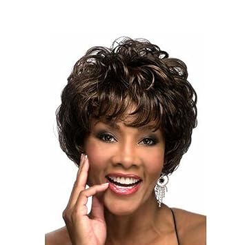 Xmy Sexy Fashion Hair Old Age Women Short Brown Curly Wavy Cosplay