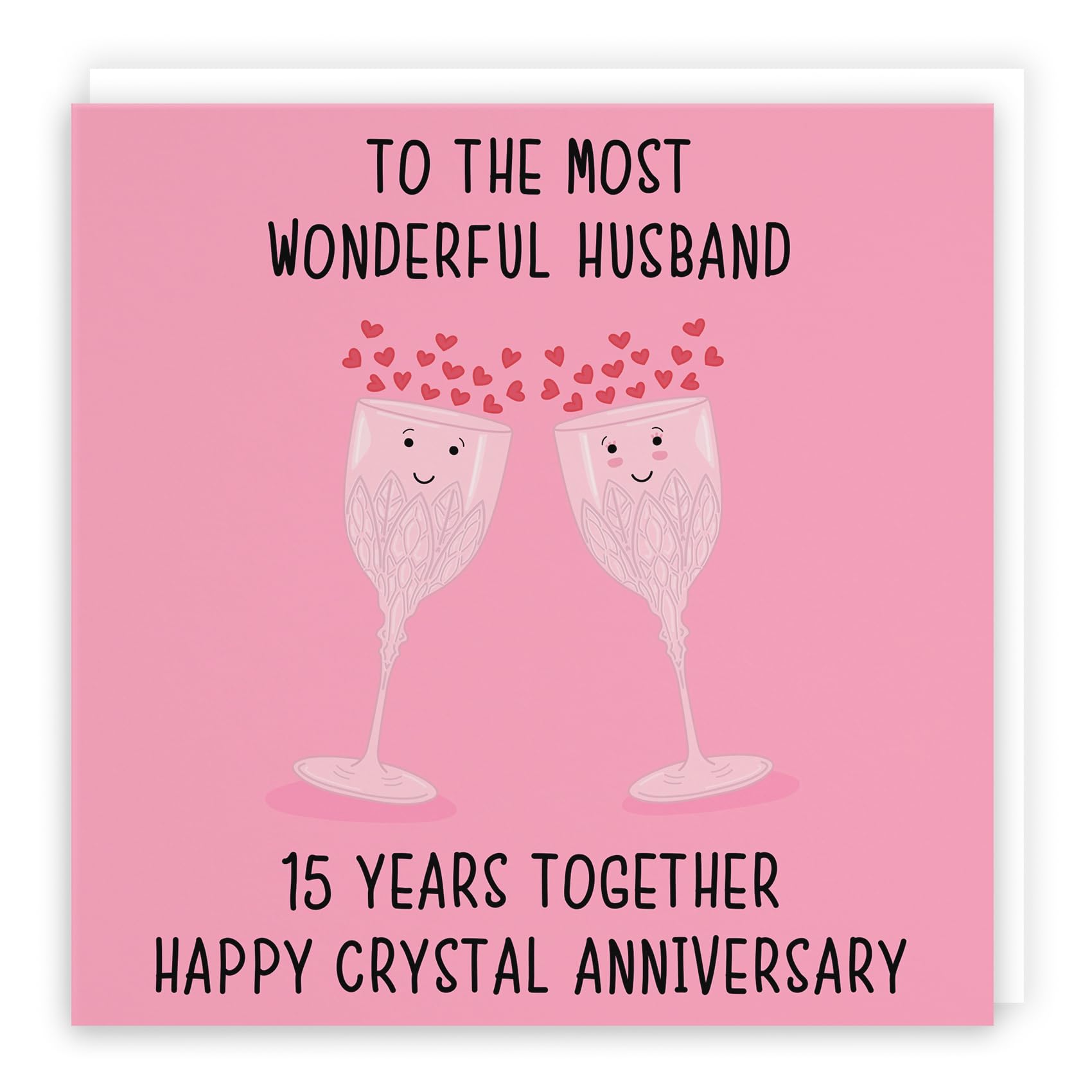 Hunts England - Husband 15th Anniversary Card - To The Most Wonderful Husband - 15 Years Together - Happy Crystal Anniversary - Iconic Collection