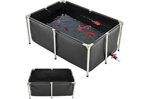 VEVOR Canvas Fish Pond, Above Ground Fish Pond, Foldable PVC Koi Tank, for Aquaculture, Koi Breeding, and Irrigation (No Clea