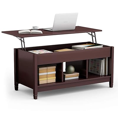 TANGKULA Lift-Top Coffee Table with Storage Compartment, Brown