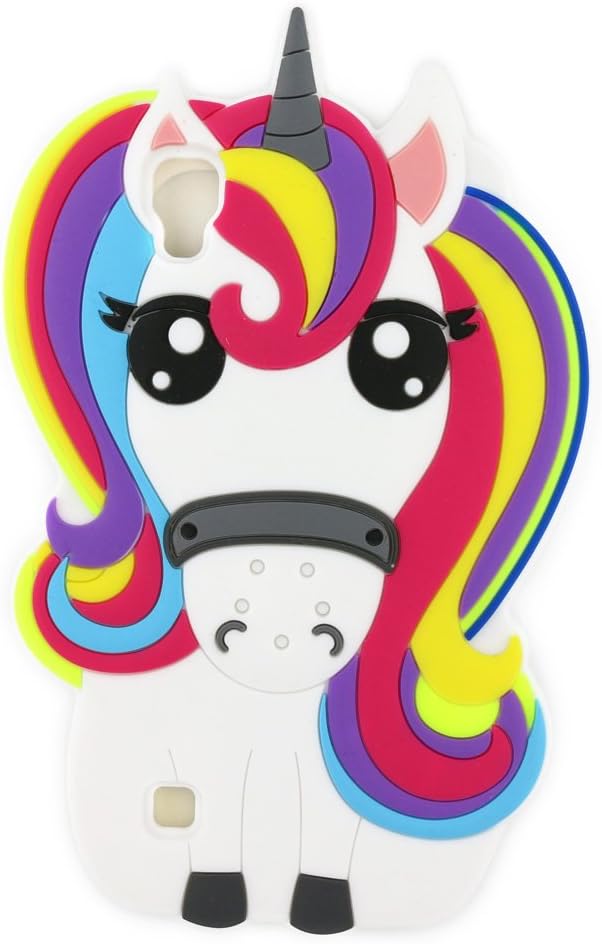 UFOTSAM LG Tribute HD Case, LG X Style LS676 Case, 3D Cartoon Cute Rainbow Unicorn Horse Animal Shaped Shockproof Soft Silicone Case Back Cover for LG Volt 3 / LG53B (5.0" Inch) (Unicorn)