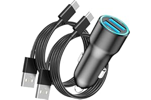 MATSUSHO USB Car Charger for iPhone 16, 4.8A Fast Charging Dual USB Cigarette Lighter Adapter with 3FT USB to USB C Car Carplay Charging Cable Cord for iPhone 16/16 Plus/16 Pro/16 Pro Max/15/15 Pro/15 Pro Max