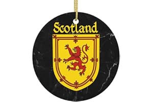 SWPWAB Lion Rampant Scotland Scottish Ceramic Ornaments Hanging Decor Personalized Christmas Hanging Ornament for Home Decor