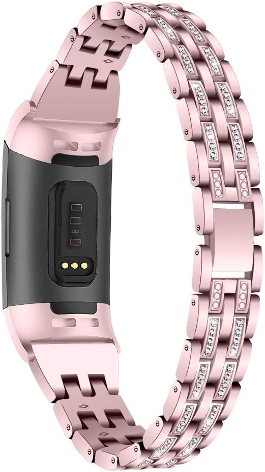 Aottom Compatible for Fitbit Charge 4 Strap for Women Fitbit Charge 3 Strap Metal Rhinestone Jewelry Bling Glitter Bracelet Wristband Replacement Strap for Fitbit Charge 4/Charge 3 Fitness Tracker