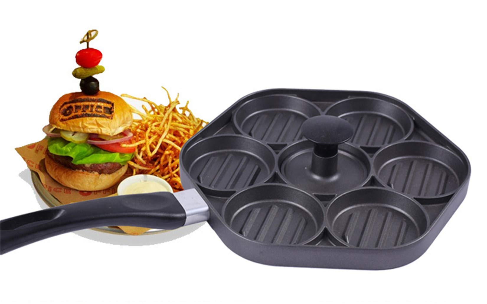 Burger Patty Press, FantasyDay Non-Stick Aluminum Stuffed Hamburger Maker Set with 100 Free Wax Patty Papers - Meat Press Kit Kitchen Baking Mould Patty Maker for Outdoor Grill, Picnic, BBQ, Party #6