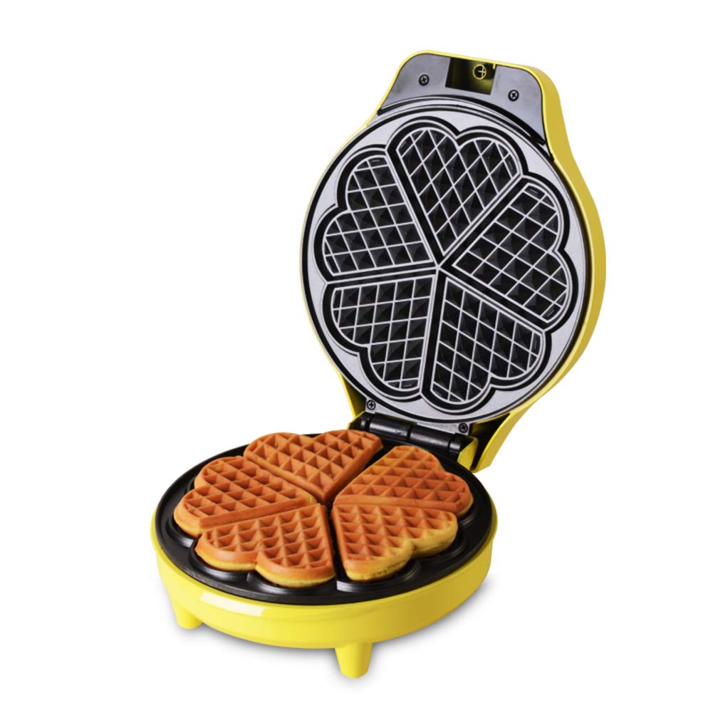 Waffle irons, Traditional Five-of-hearts Waffle maker Household Fully automatic Multifunction Muffin machine-yellow 25x20x10cm(10x8x4inch)