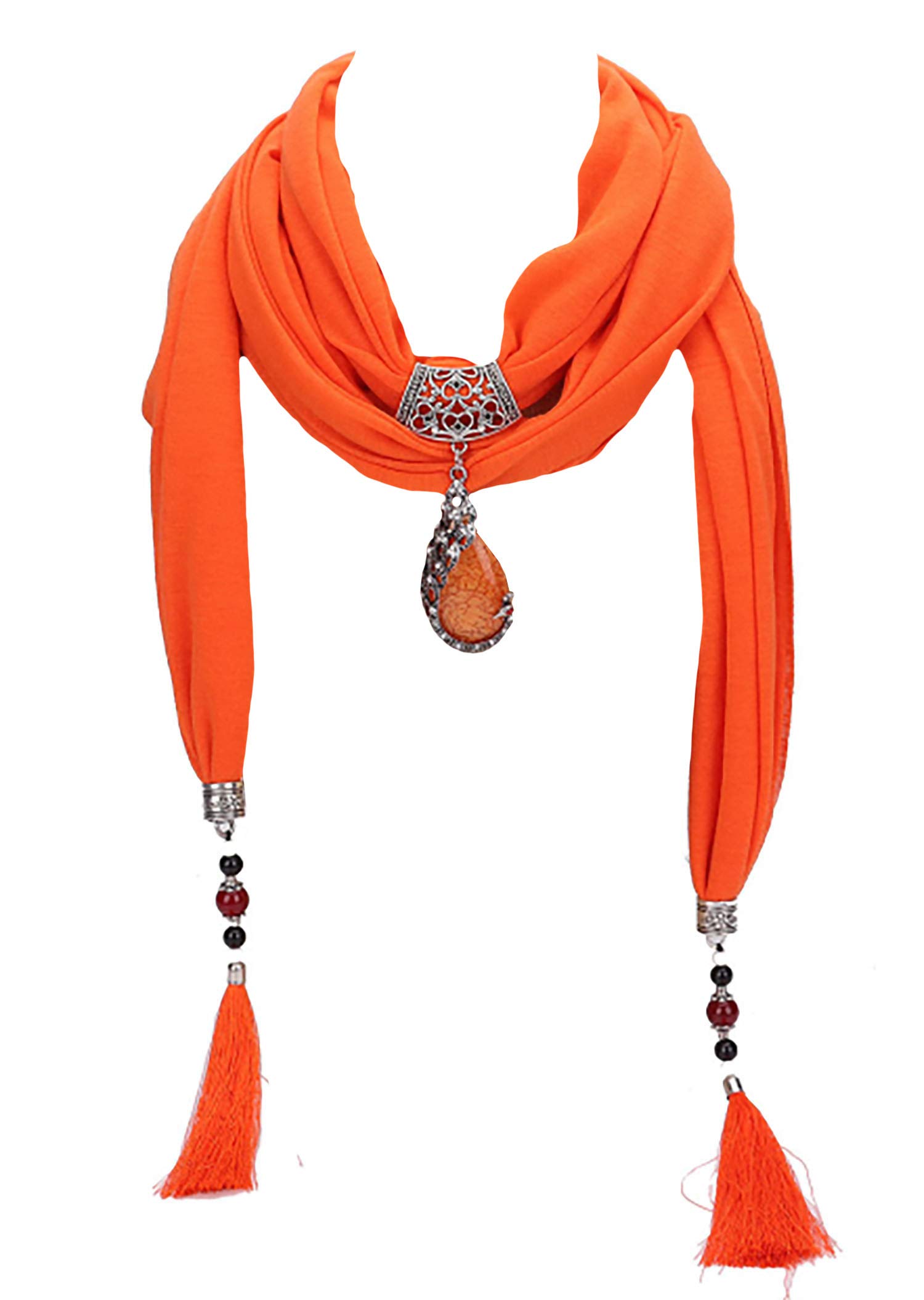 GFM Women Peacock Pendant Scarf -SS03-CRTNRG