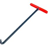 18 Inch (45cm) Manhole Cover Hook Tool, T-Handle Sewer Lid Lifter, Heavy Duty 14mm Ribbed Steel Hook for Septic Tank Covers, Drain Grates, Utility Lids, Storm Drain Covers and Garage Use
