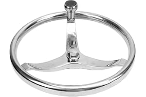 Qiilu Stainless Steel Boat Steering Wheel, 3 Spoke 13-1/2 Inch Marine Wheel for 3/4 Inch Tapered Shaft with 5/8-18 Nut Knob, 