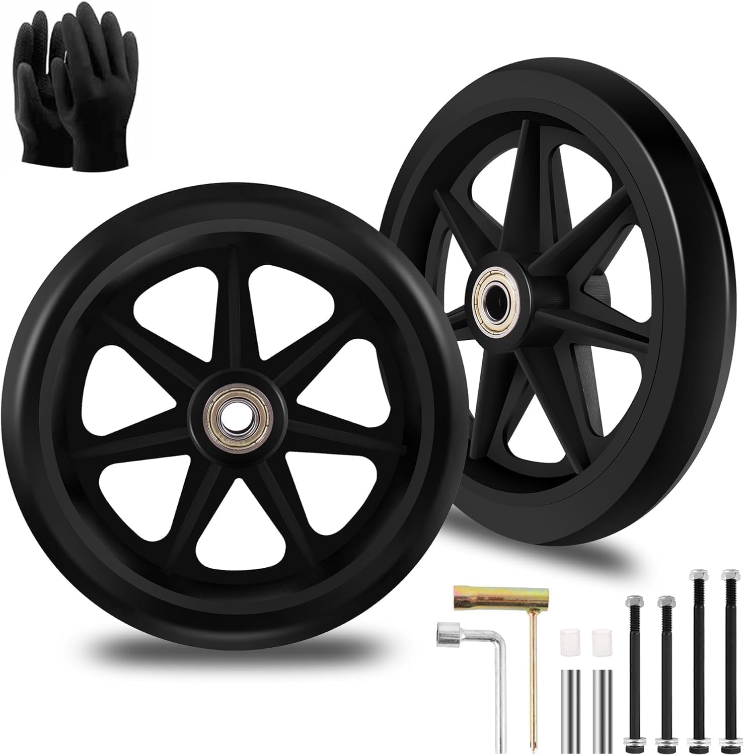 Rollator Rubber Wheelchair Wheels 150mm: Wear Resistant PU Replacement, Eco-Friendly Material, Anti-Slip Durable ABS, Wheelchair Accessories, 2 Pcs
