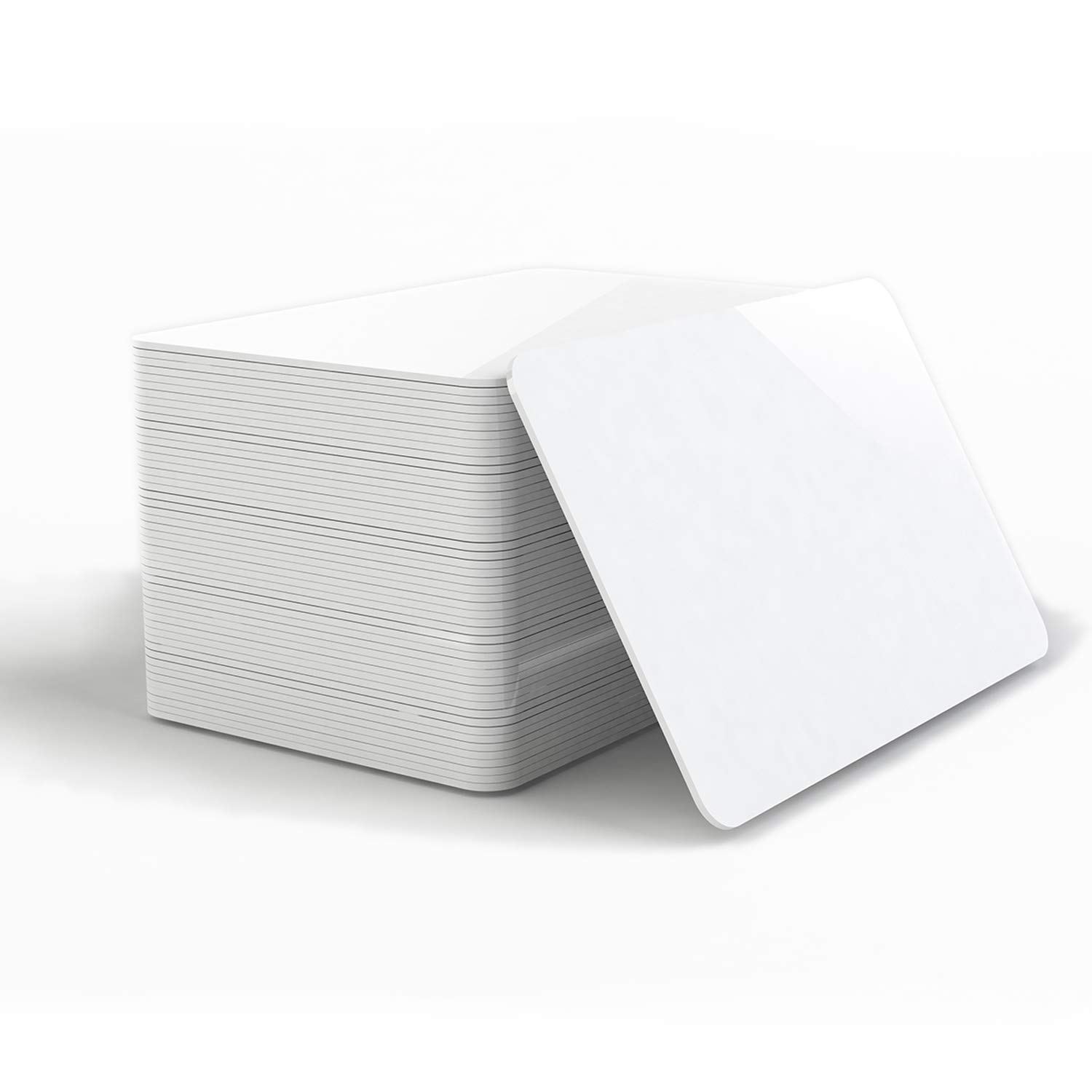 100 Pack - Premium Blank PVC Cards for ID Badge Printers - Graphic Quality White Plastic CR80 30 Mil (CR8030) by Timeskey -Compatible with Most Photo ID Badge Printers (White)