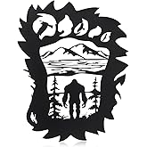 Hoolerry Bigfoot Wall Art Decoration Metal Sign Waterproof Garage Hanging Ornament Big Foot Sasquatch Gift for Men Dad Home Outdoor Decor Yard Patio Lawn Patriotic Gift Birthday
