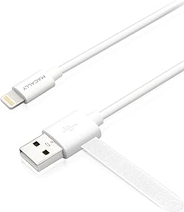 Macally [Apple MFI Certified] Lightning to USB Cable with Tangle Free Cable Management - 6 Feet - White