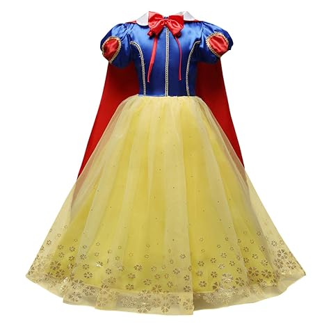 OBEEII Schneewittchen Kostüm Kinder Prinzessin Kleid Mädchen Verkleidung Karneval Faschingskostüm Cosplay Party Halloween Fes