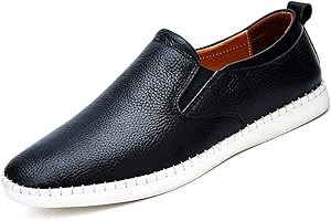 MITVR Men's Genuine Leather Loafer Shoes Slip On Soft Walking Driving Shoes