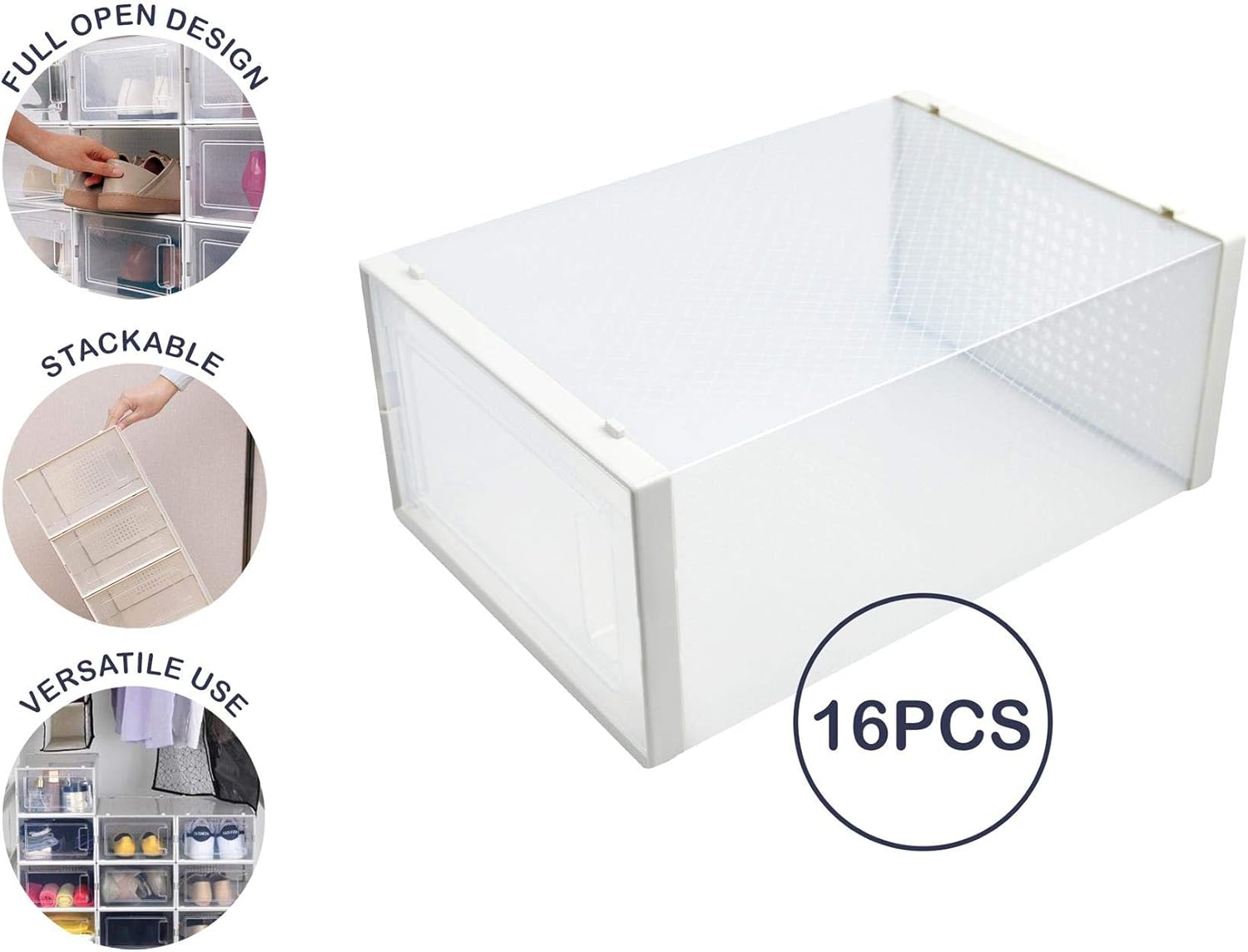 YöL Stackable Shoe Box 16pcs Stacking Shoe Box Home Storage Click Shoe