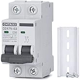 Chtaixi AC Miniature Circuit Breaker, 32 Amp 120V/240V 2 Pole DIN Rail Mount Circuit Breaker, Thermal Magnetic Trip, Solar AC Disconnect Switch MCB C32