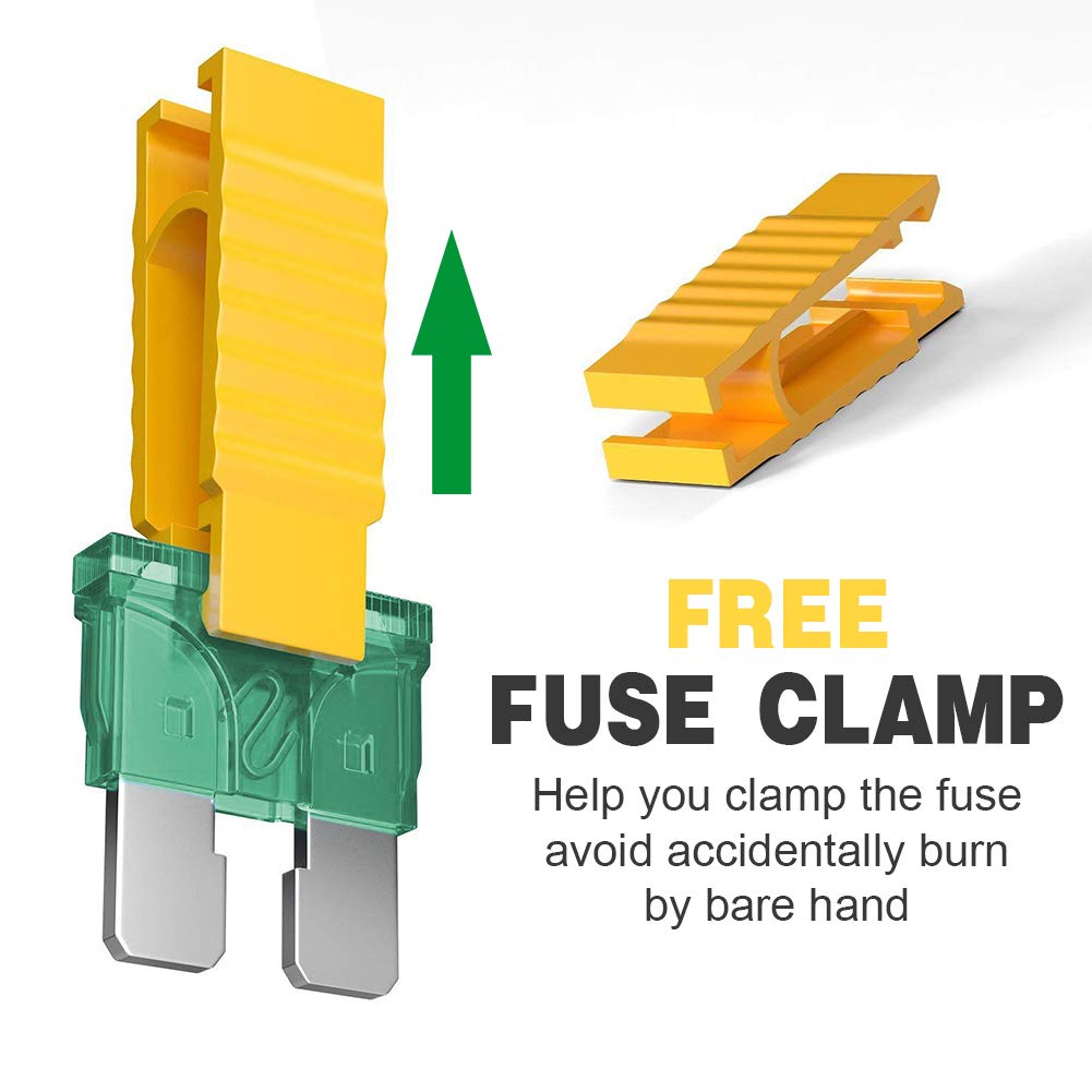 200Pcs Car Blade Fuses Assortment Set with Mini Puller - ECLEAR Standard Durable Assorted Fuses Replacement Kit - 2A 3A 5A 7.5 A 10A 15A 20A 25A 30A 35A Puller for Auto Truck Boat Marine RV SUV