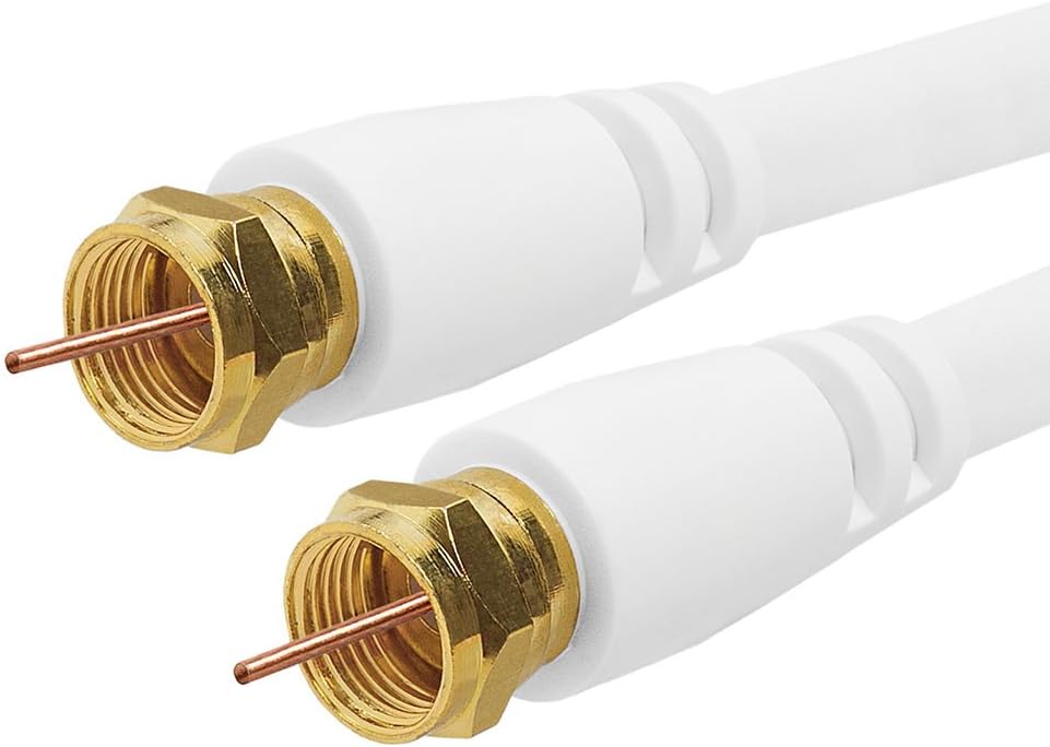 Cmple Digital Coaxial Cable F-Type Male RG6 Coax Digital Audio Video with F Connector Pin Satellite Cord - 75 Feet White: Home Audio & Theater