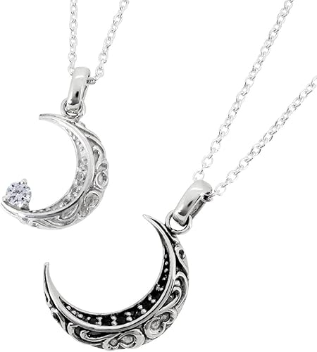 Amazon 新宿銀の蔵 アラベスクムーン シルバー 925 ペアネックレス カップル お揃い 2個セット ジルコニア Cz 月 モチーフ チェーン付き ジュエリー 通販