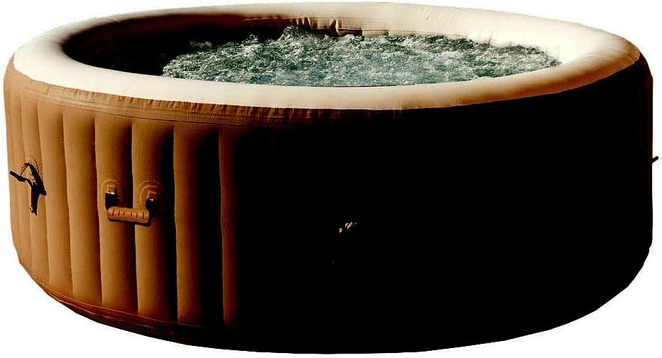 Skroutz Outdoor Portable Massage Hot Tub 4 Person Water Pool Floats Digital Spa Inflatable Bubble Jet Therapy Tan