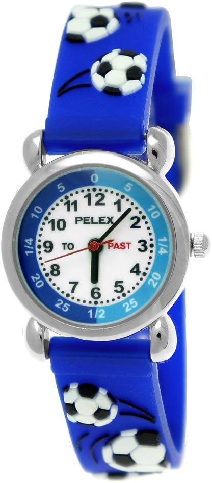 Pelex Children's Girl's Children's Boy's Silicone Rubber Band Watch Clock by London Clock with 3D Cover Cases for Football Fans Blue