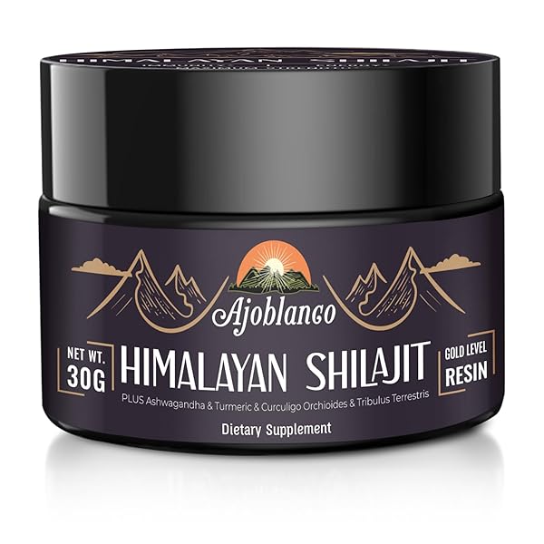 AJOBLANCO 600MG SHILAJIT PURE HIMALAYAN ORGANIC SHILAJIT RESIN – HIMALAYAN SHILAJIT RESIN WITH ORGANIC AYURVEDIC BLEND IN HIGH POTENCY FOR ENERGY, STRENGTH & IMMUNITY, 30 GRAMS