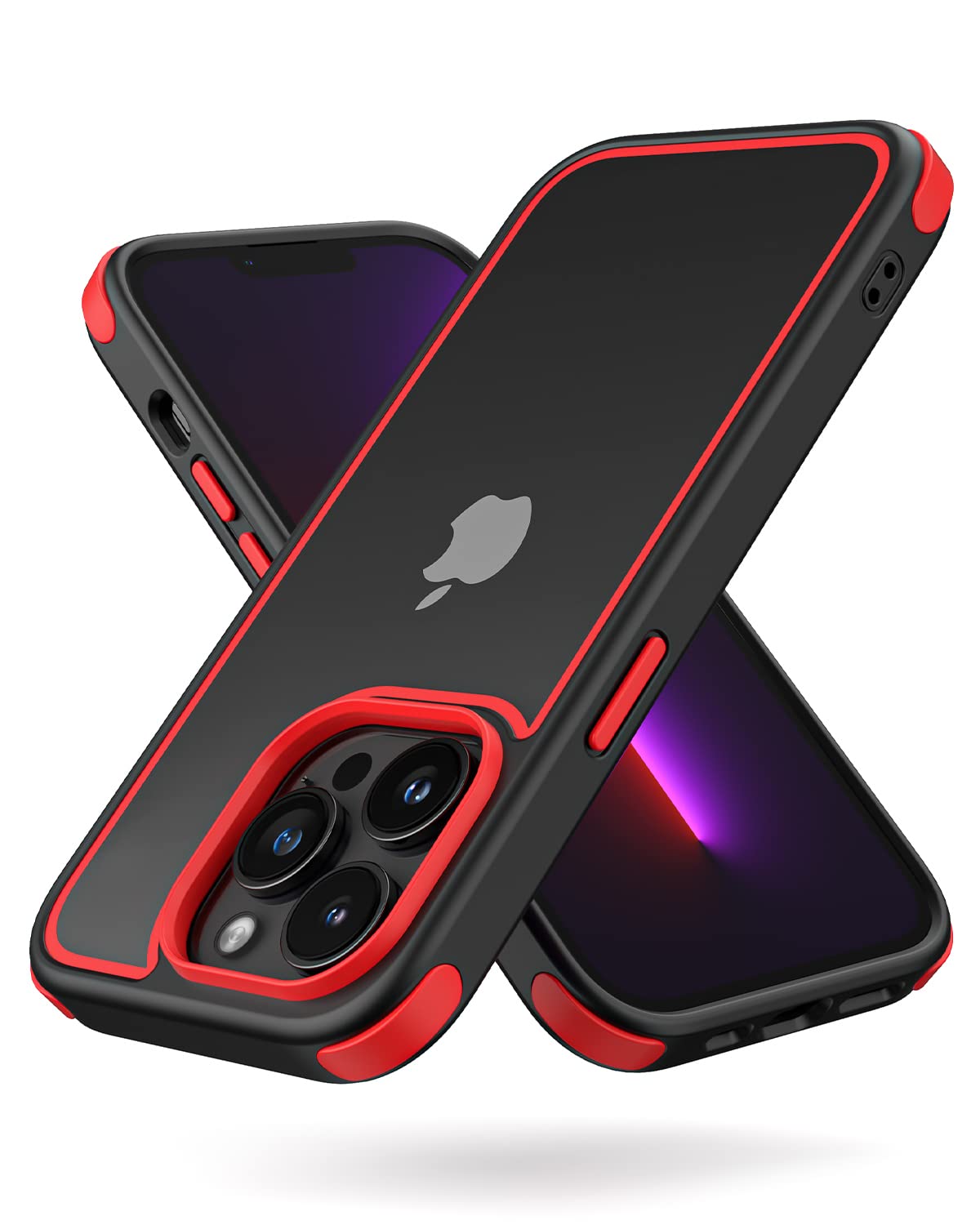 MobNano Compatible with iPhone 13 Pro 5G, Ultra Thin Hybrid Case, Soft TPU Shockproof Bumper Anti Scratch Cover for iPhone 13 Pro - Black/Red — image 1