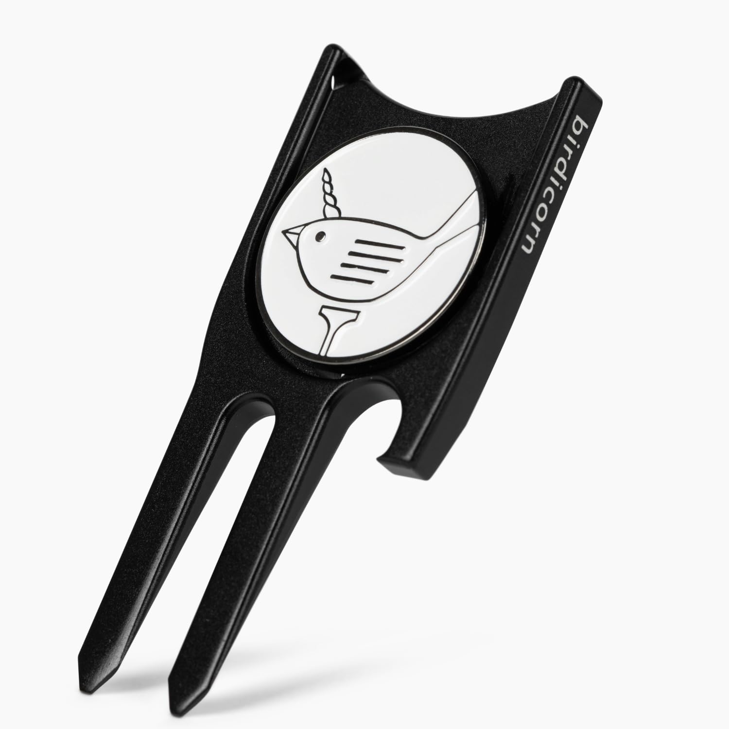 Birdicorn Golf Divot Repair Tool. Golf Ball Marker Divot Tool (Black w/Ball Marker)