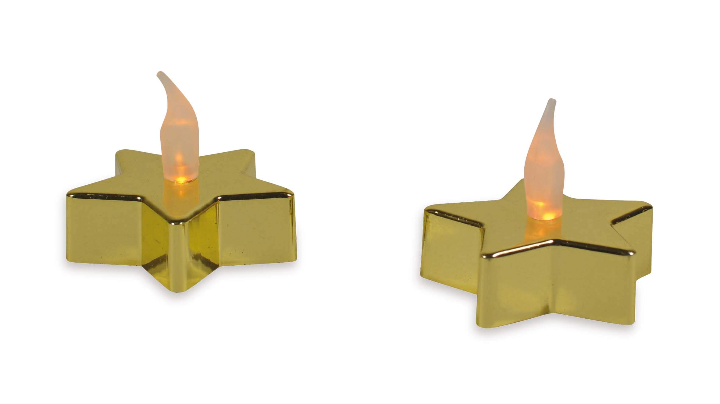 Riffelmacher 76368 LED Tea Light Star Set of 2 Size 5.7 x 4 cm Gold with Flickering Silicone Flame Battery 1x CR2032 (Included) Lighting Christmas Advent