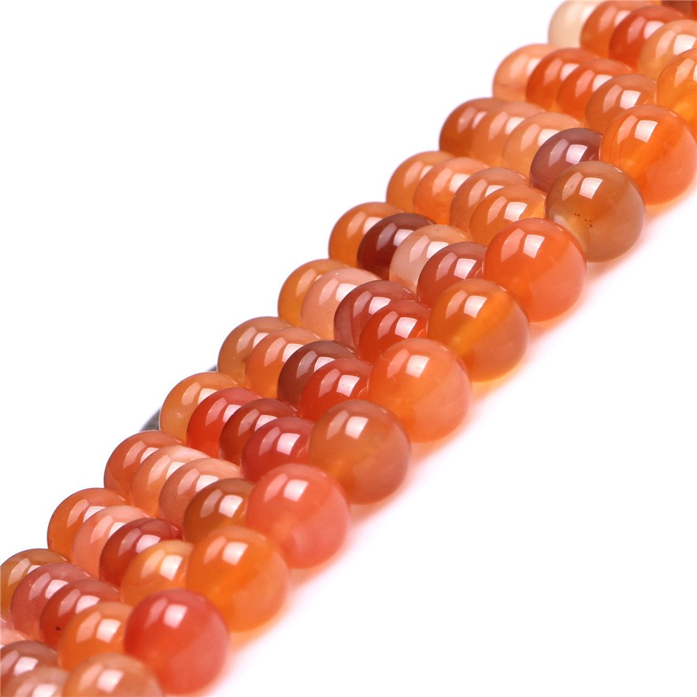 GEM-Inside Natural 8mm Orange Botswana Agate Stone Round Gemstone Semi Precious Beads for Jewellery Making 15"