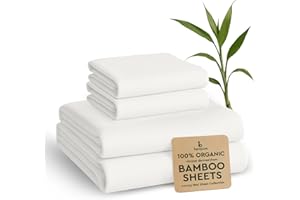 BAMPURE 100% Organic Bamboo Sheets Queen Set 4PC - Ultra Soft & Breathable Cooling Sheets for Hot Sleepers - Hotel Luxury Que