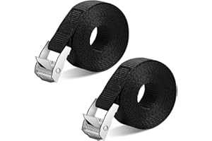 Senbos Lashing Straps with Buckles Adjustable, Load Up to 600lbs, Tie Down Fastening Straps for Motorcycle, Cargo, Trucks, Trailer, SUP and Luggage, 2 Pack(1" x 16.4')