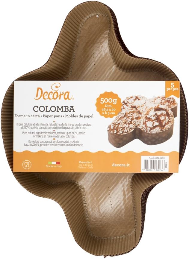 DECORA 5 "Colomba Pans, Brown, Cellulose Paper, 500 g-5 pieces, 500 g - 5 pieces
