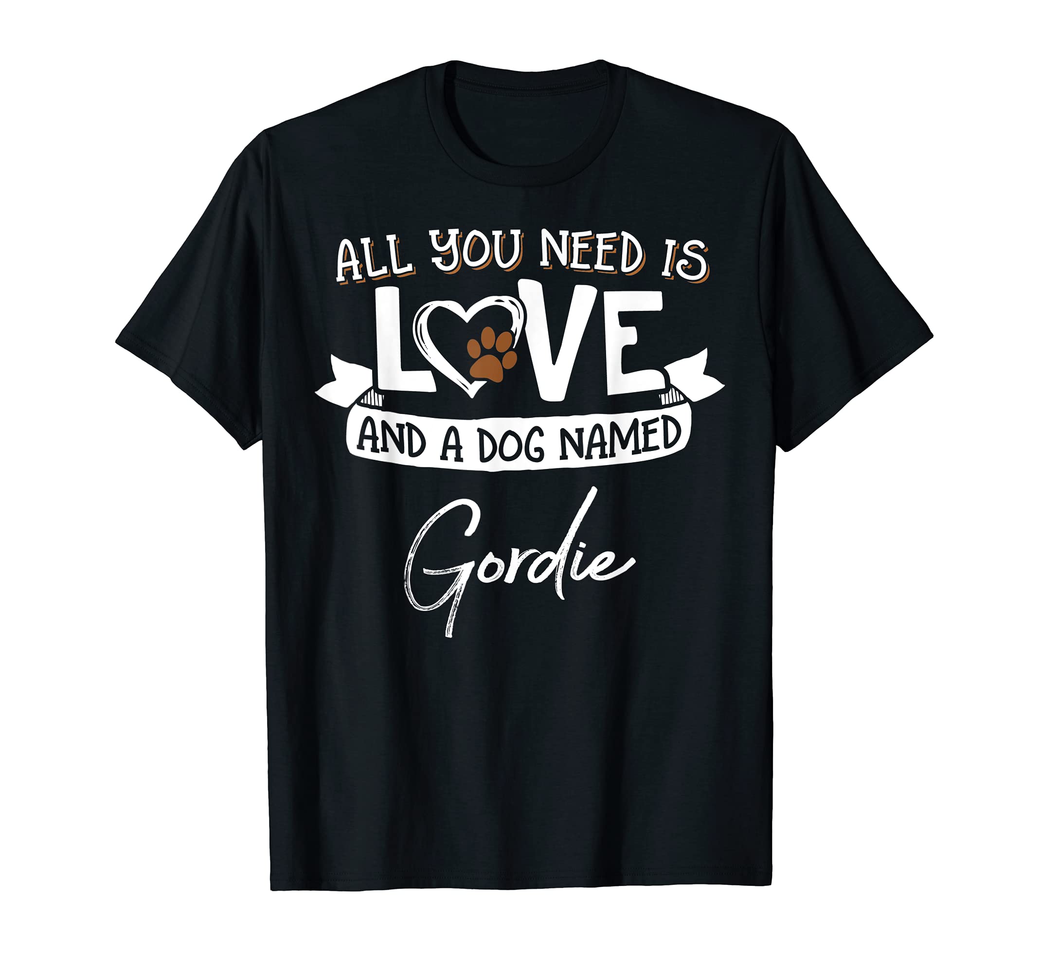 Cute Dog Named Gordie Design for Women and Men T-Shirt