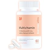Bettervits Multivitamin for Women &amp; Men with 13 Essential Vitamins | Daily Vitamin Supplements For Adults | Iron, Calcium, Biotin &amp; Iodine | Vitamins A, C, D3, K2 &amp; B Complex | 60 Capsules