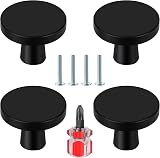Ainiv 4 Pcs Black 30mm Mushroom Cabinet Knobs with Screws Aluminum Alloy