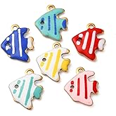 KitBeads 50Pcs Random Enamel Fish Charms Summer Beachy Stainless Steel Ocean Aniaml Charms for Jewelry Making Bracelets Earrings Necklaces Crafts