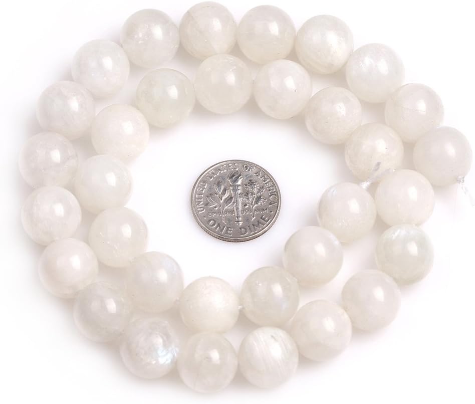 AAA Grade Natural Genuine Gemstone Semi Precious Stone Beads for Jewellery Making 15‘’ (Round Blue Rainbow Moonstone/12MM) - Image 5