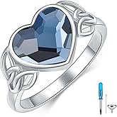 AOBOCO Celtic Knot Urn Ring for Women 925 Sterling Silver Heart Cremation Ring for Ashes Jewelry for Women