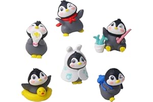 BLINGABC 6Pack Mini Cute Penguin Figures Cake Toppers,Lovely Penguin Characters Toys Miniature Fairy Garden Decor for Kids Birthday Baby Shower Party Automobile Decoration
