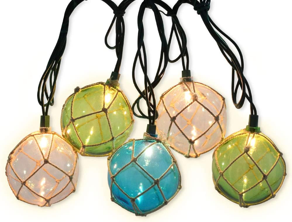 LIDORE Set of 10 Nautical Fishing Floats Coastal Buoy Beach Style