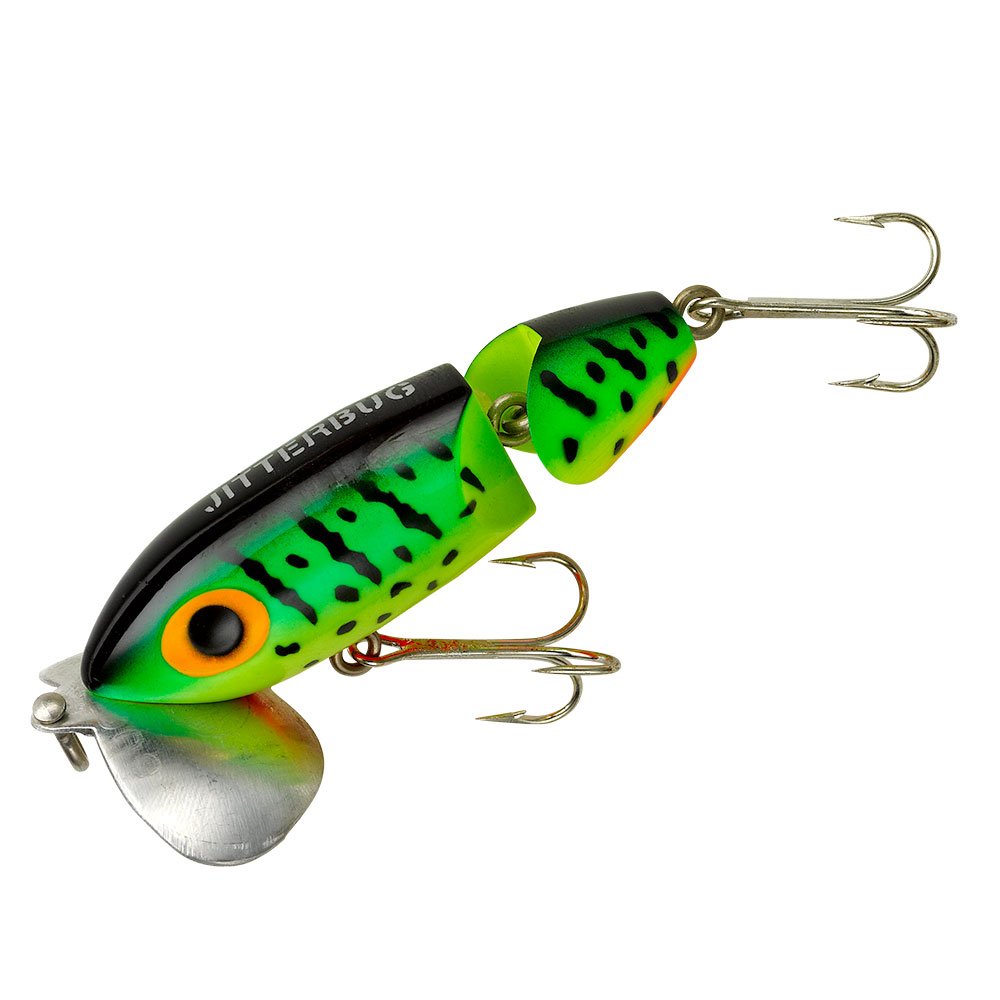 Arbogast Jointed Jitterbug Fishing Lure Fire Tiger 3 1/2 in