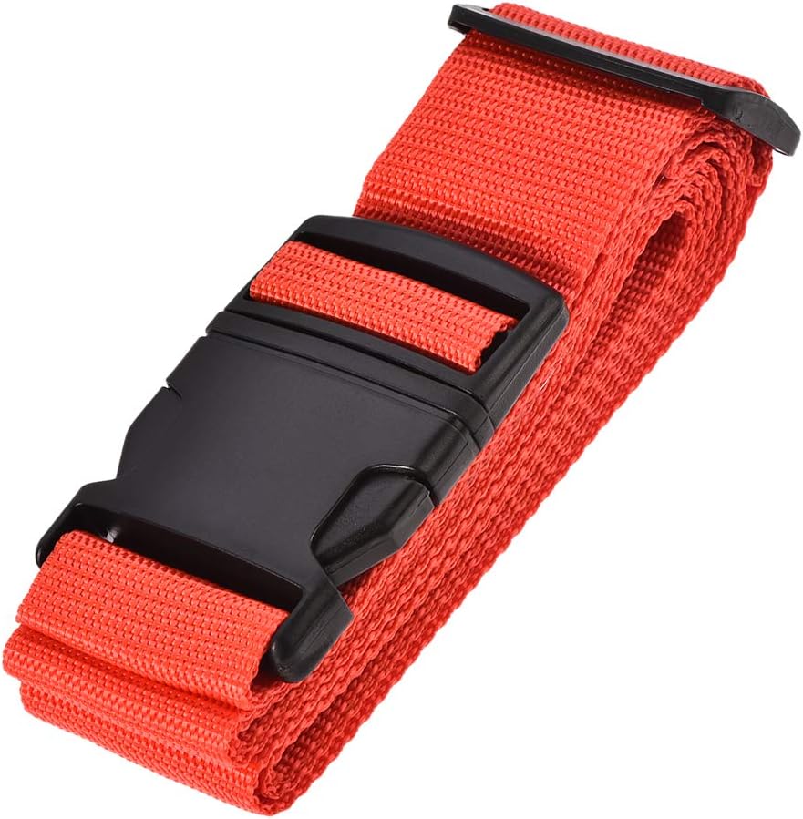 sourcing map Luggage Strap Suitcase Belt with Buckle Label, 2Mx5cm Adjustable PP Travel Bag Packing Accessory, Red
